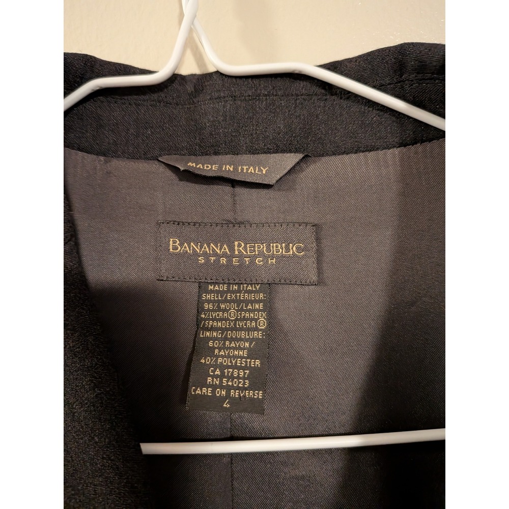 Banana Republic Pant Suit Womens 4/2 Black Wool Blend Made in Italy Stretch - Picture 6 of 11